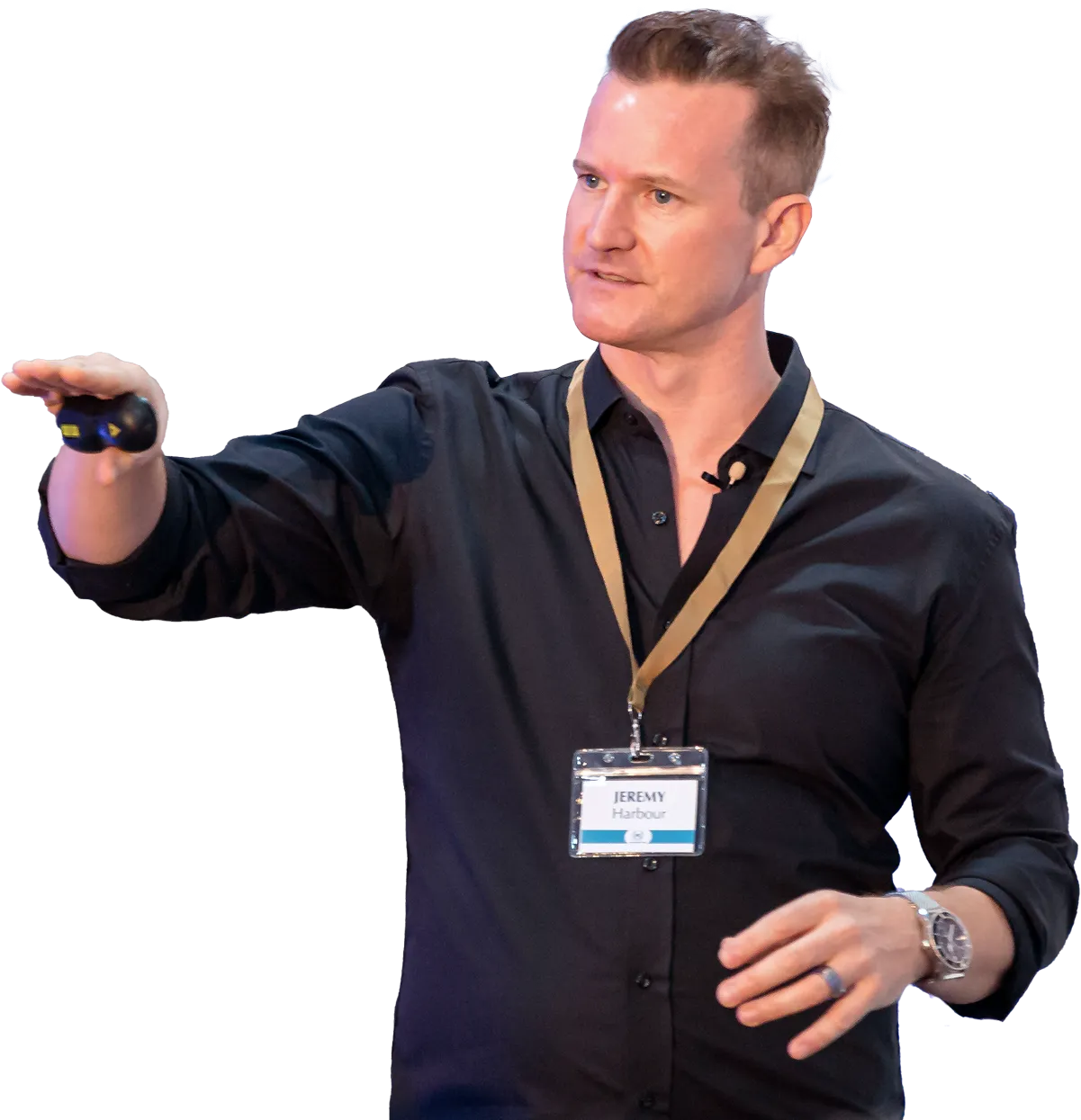 A guy speaking to an audience