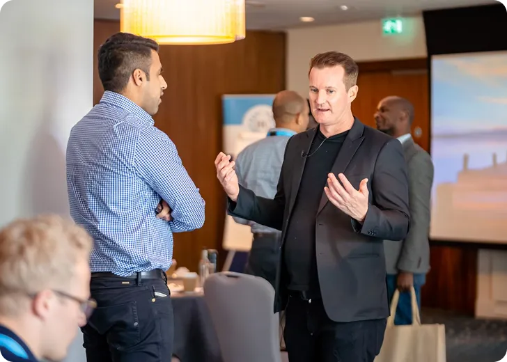 Jeremy discussing with a client